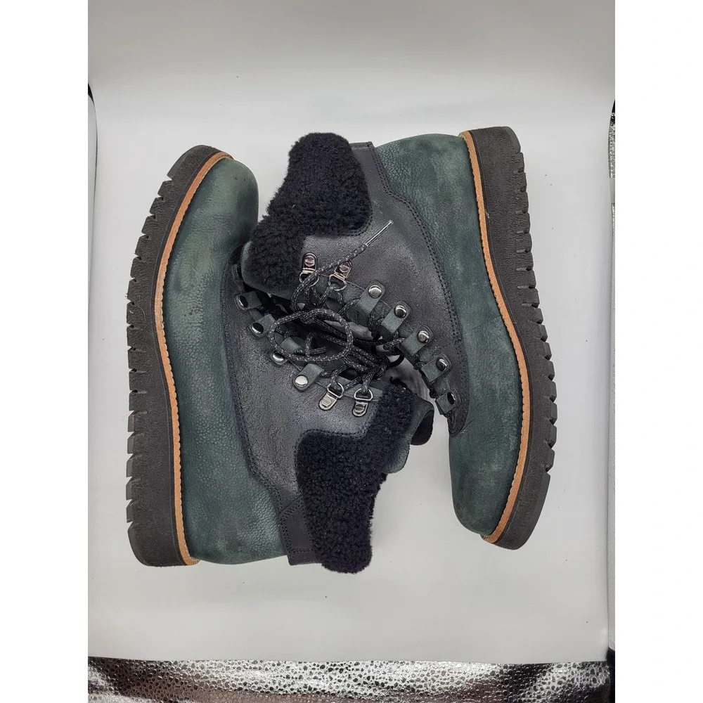 Cole Haan GrandExplore Womens 9 Green Waterproof Shearling Hiking Boots Leather